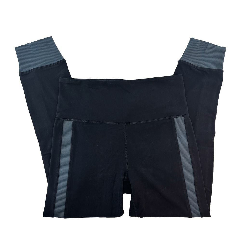 ATHLETA Elation Ribbed Trim 7/8 Tight Leggings • SP‎ • black, anthracite gray